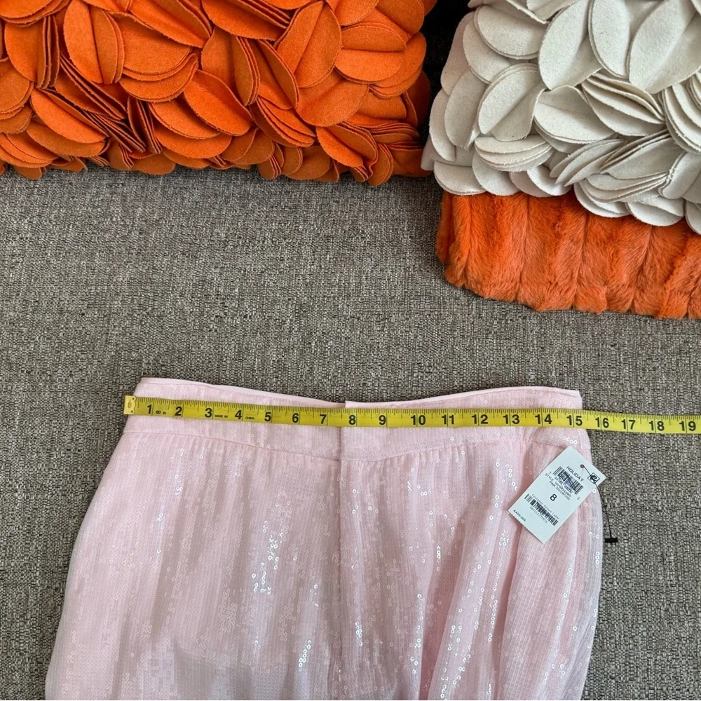 NWT On 34th Pink Dogwood Sequined High Rise Straight-Leg Pants - Picture 9 of 11